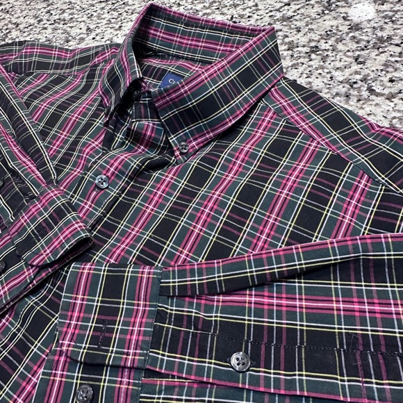 Club Room Other - Club Room Mens Regular Fit Plaid Button Down Shirt Pink Black Cotton‎ 16.5 34/35